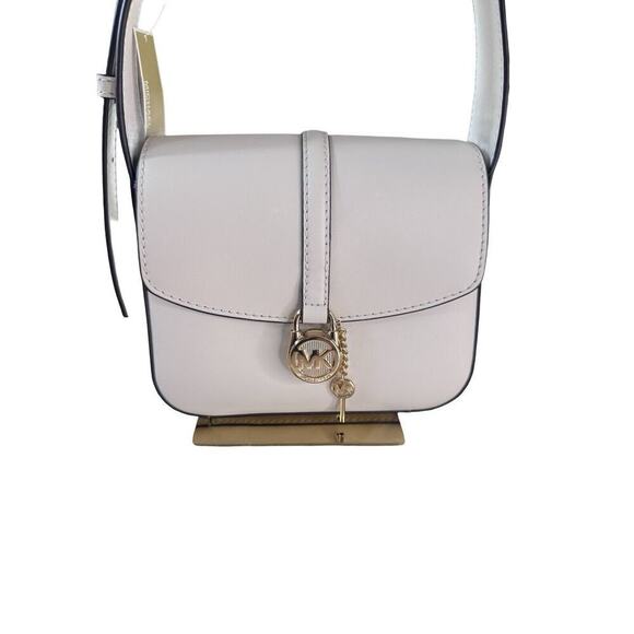 Michael Kors Lyra Small Flap XBody Crossbody Leather Light Cream Nwts $448 - Picture 1 of 10